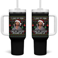 Funny Christmas Jeffrey Dahmer Tumbler With Handle I Like My Men Like My Coffee Ground Up Serial Killer - Wonder Print Shop