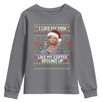 Funny Christmas Jeffrey Dahmer Youth Sweatshirt I Like My Men Like My Coffee Ground Up Serial Killer - Wonder Print Shop