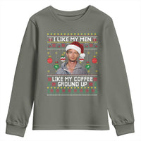 Funny Christmas Jeffrey Dahmer Youth Sweatshirt I Like My Men Like My Coffee Ground Up Serial Killer - Wonder Print Shop