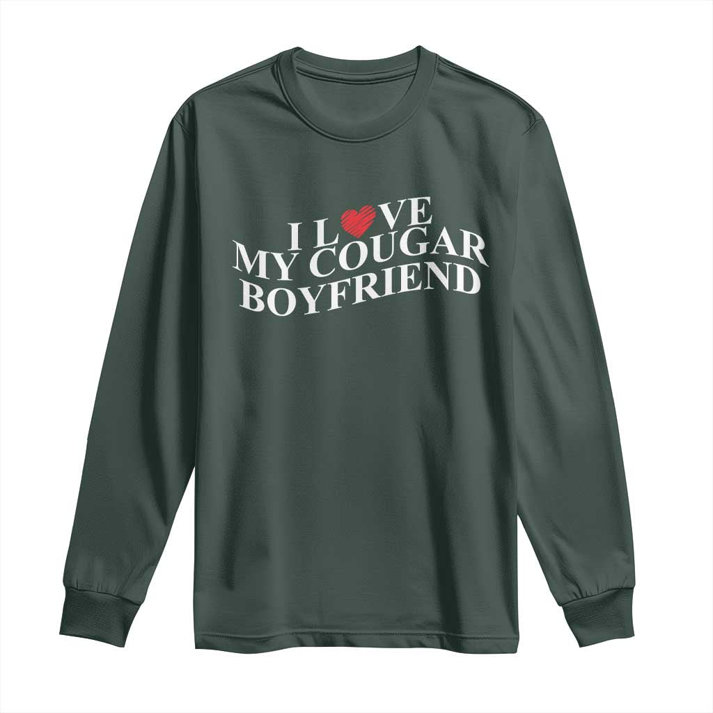 Funny I Love My Cougar Boyfriend Long Sleeve Shirt Girlfriend Valentines Couple Matching