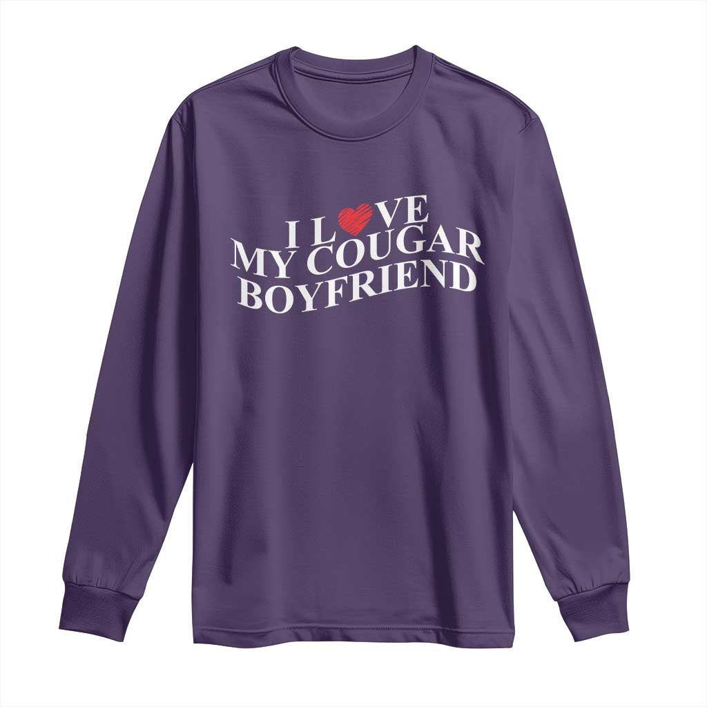 Funny I Love My Cougar Boyfriend Long Sleeve Shirt Girlfriend Valentines Couple Matching