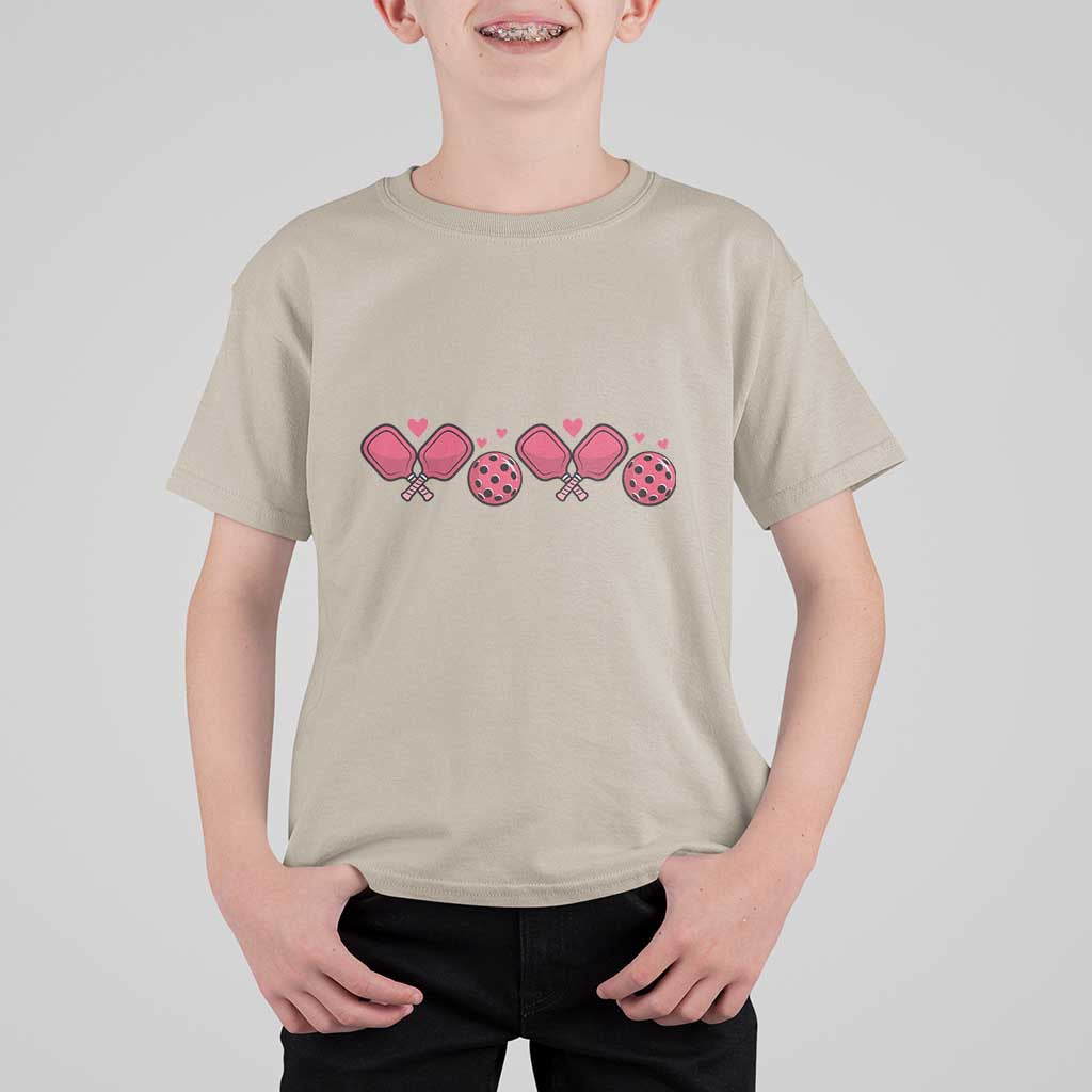 Funny Valentine's Day Xoxo Pink Pickleball T Shirt For Kid