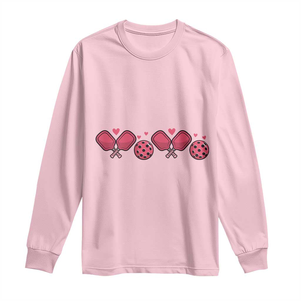 Funny Valentine's Day Xoxo Pink Pickleball Long Sleeve Shirt