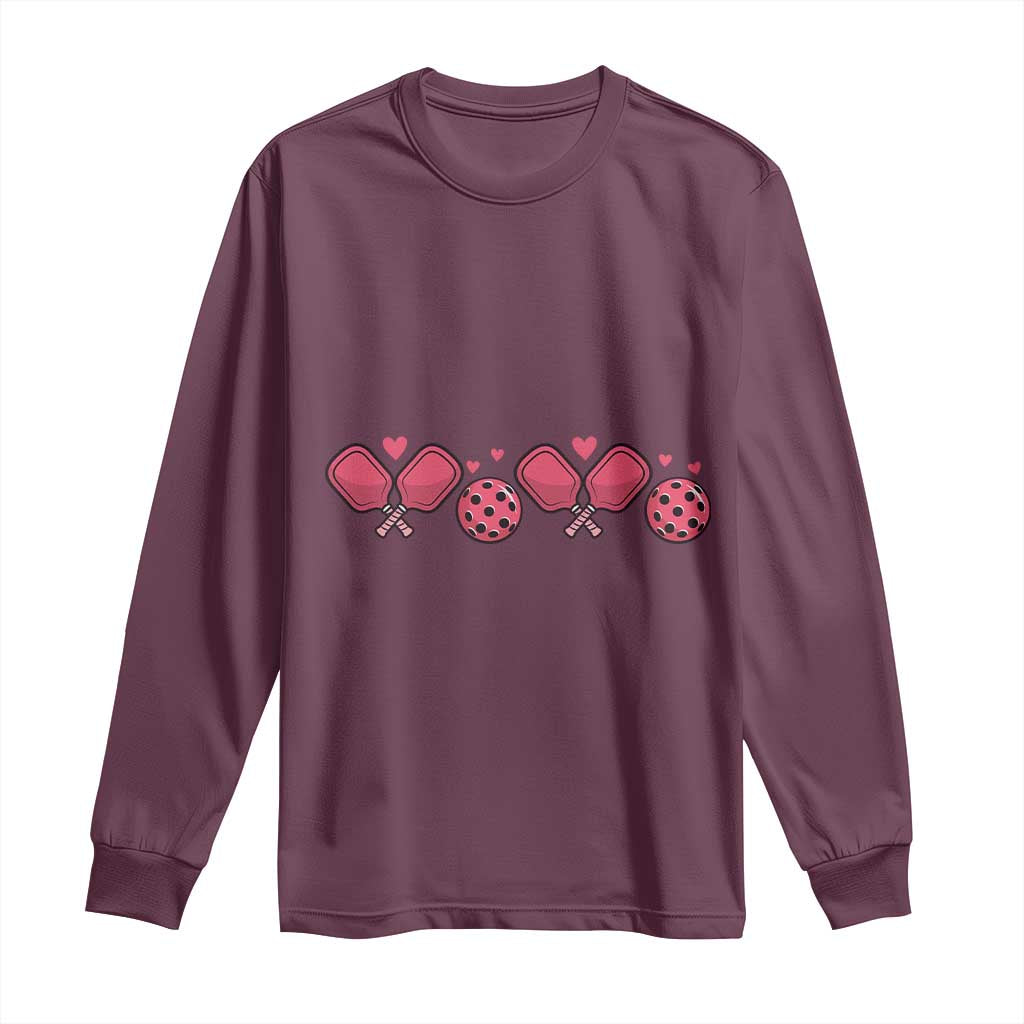 Funny Valentine's Day Xoxo Pink Pickleball Long Sleeve Shirt