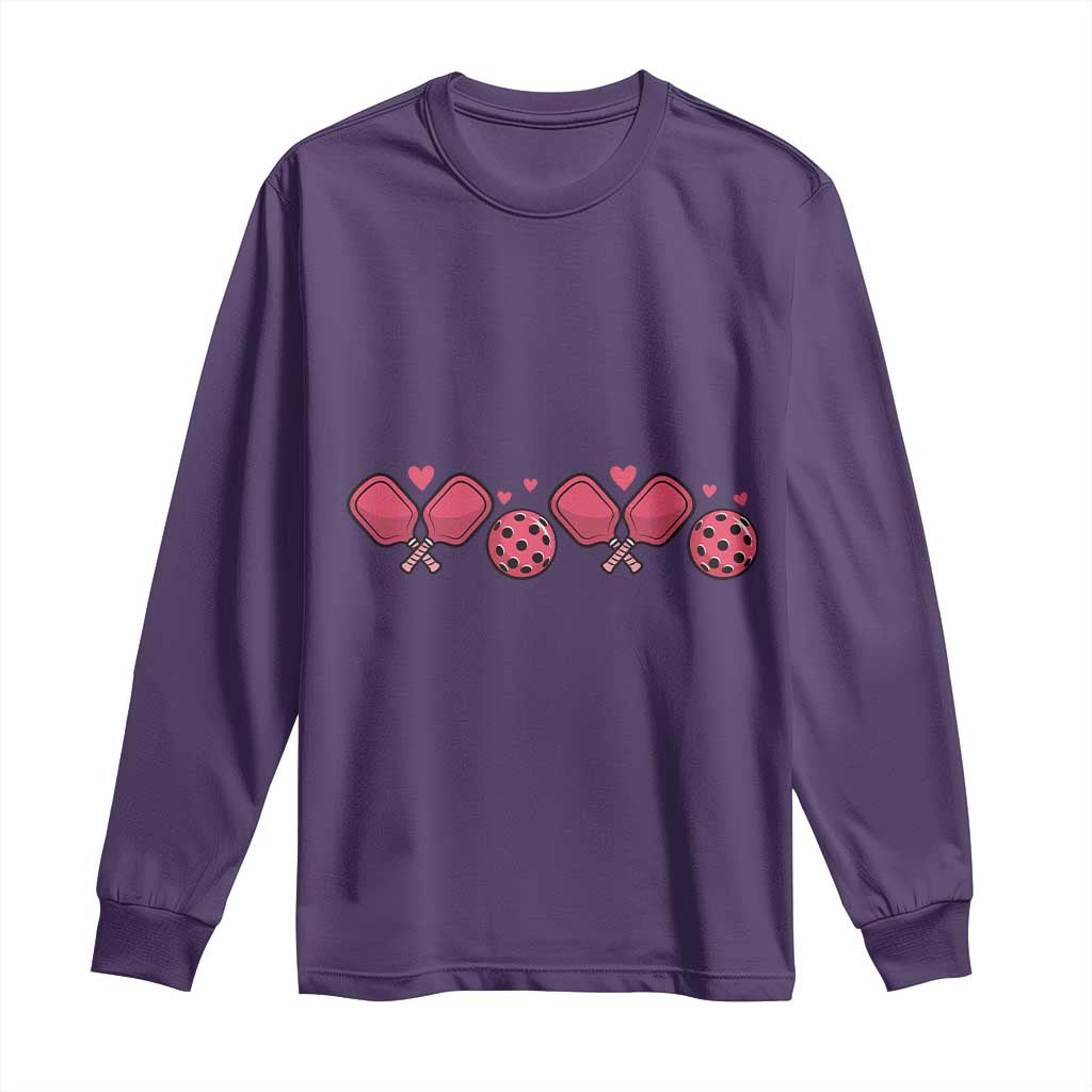 Funny Valentine's Day Xoxo Pink Pickleball Long Sleeve Shirt