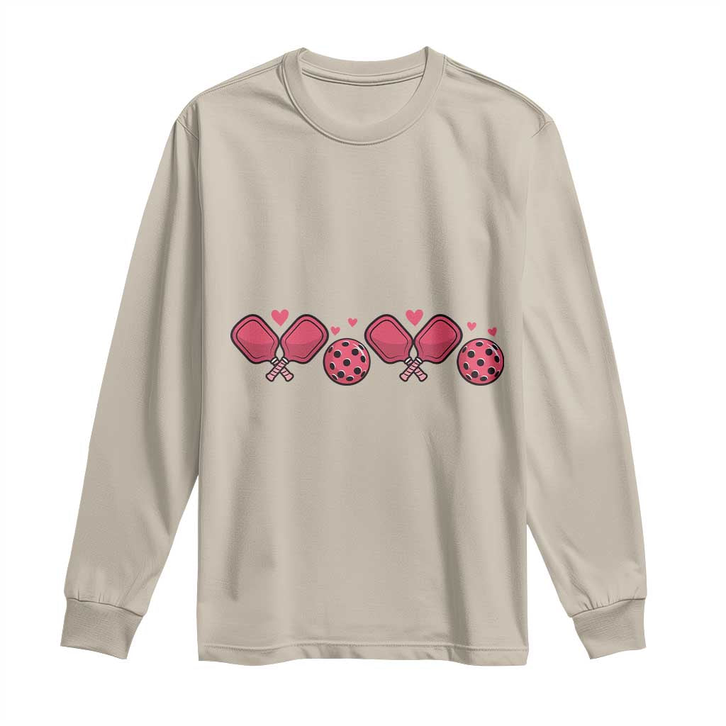 Funny Valentine's Day Xoxo Pink Pickleball Long Sleeve Shirt