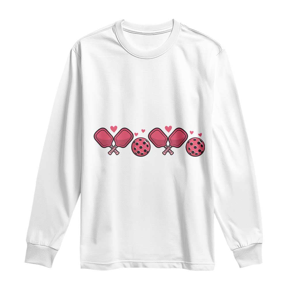 Funny Valentine's Day Xoxo Pink Pickleball Long Sleeve Shirt