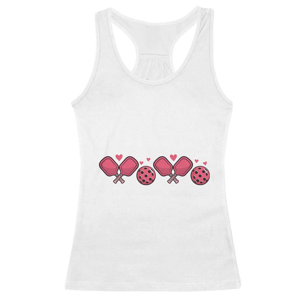 Funny Valentine's Day Xoxo Pink Pickleball Racerback Tank Top