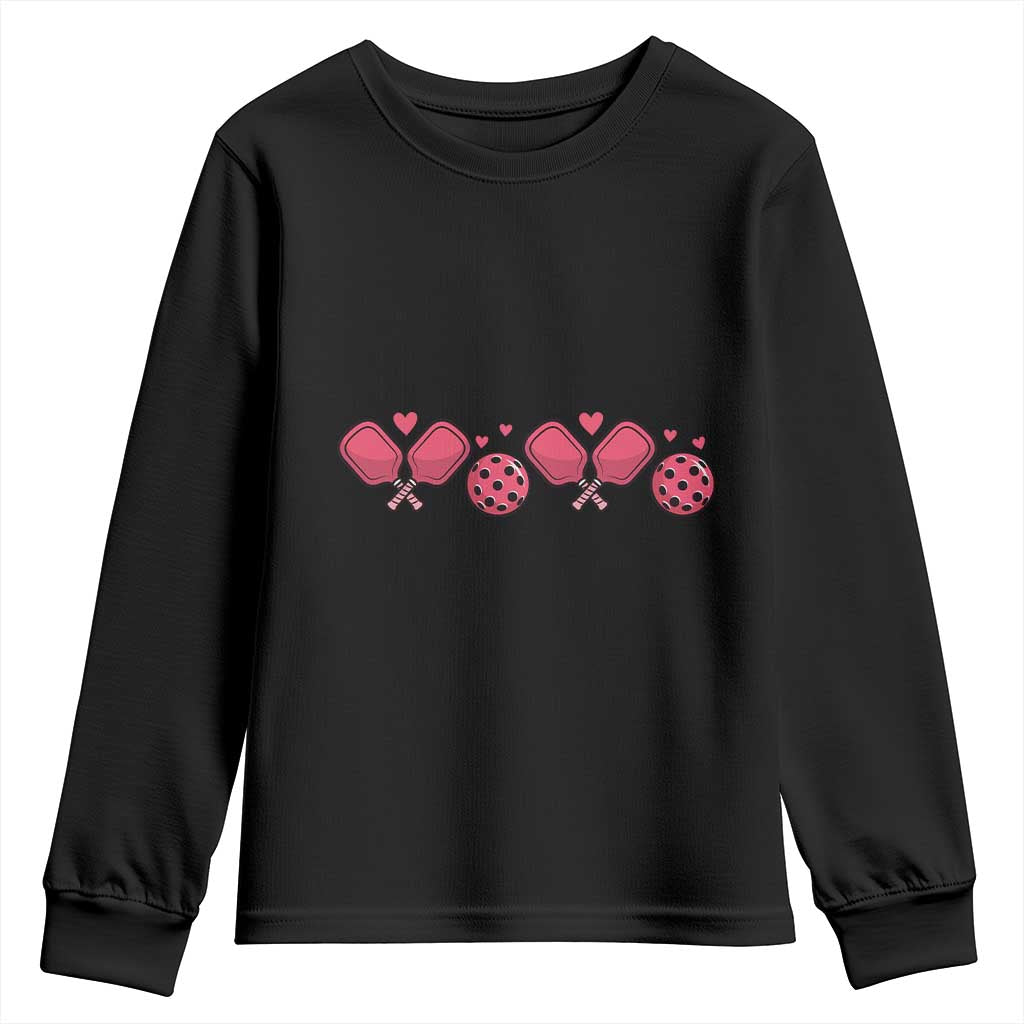Funny Valentine's Day Xoxo Pink Pickleball Youth Sweatshirt