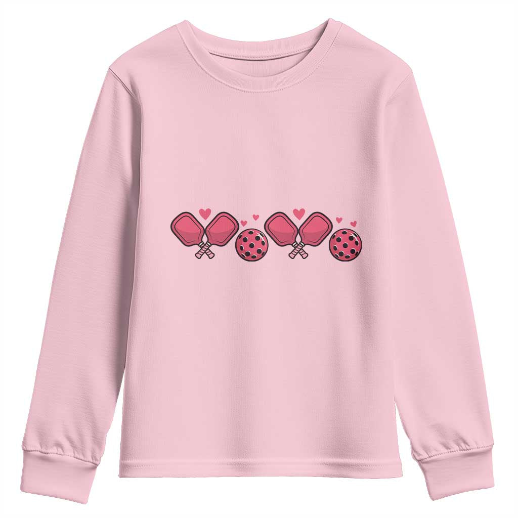 Funny Valentine's Day Xoxo Pink Pickleball Youth Sweatshirt