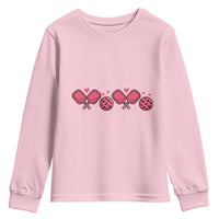 Funny Valentine's Day Xoxo Pink Pickleball Youth Sweatshirt