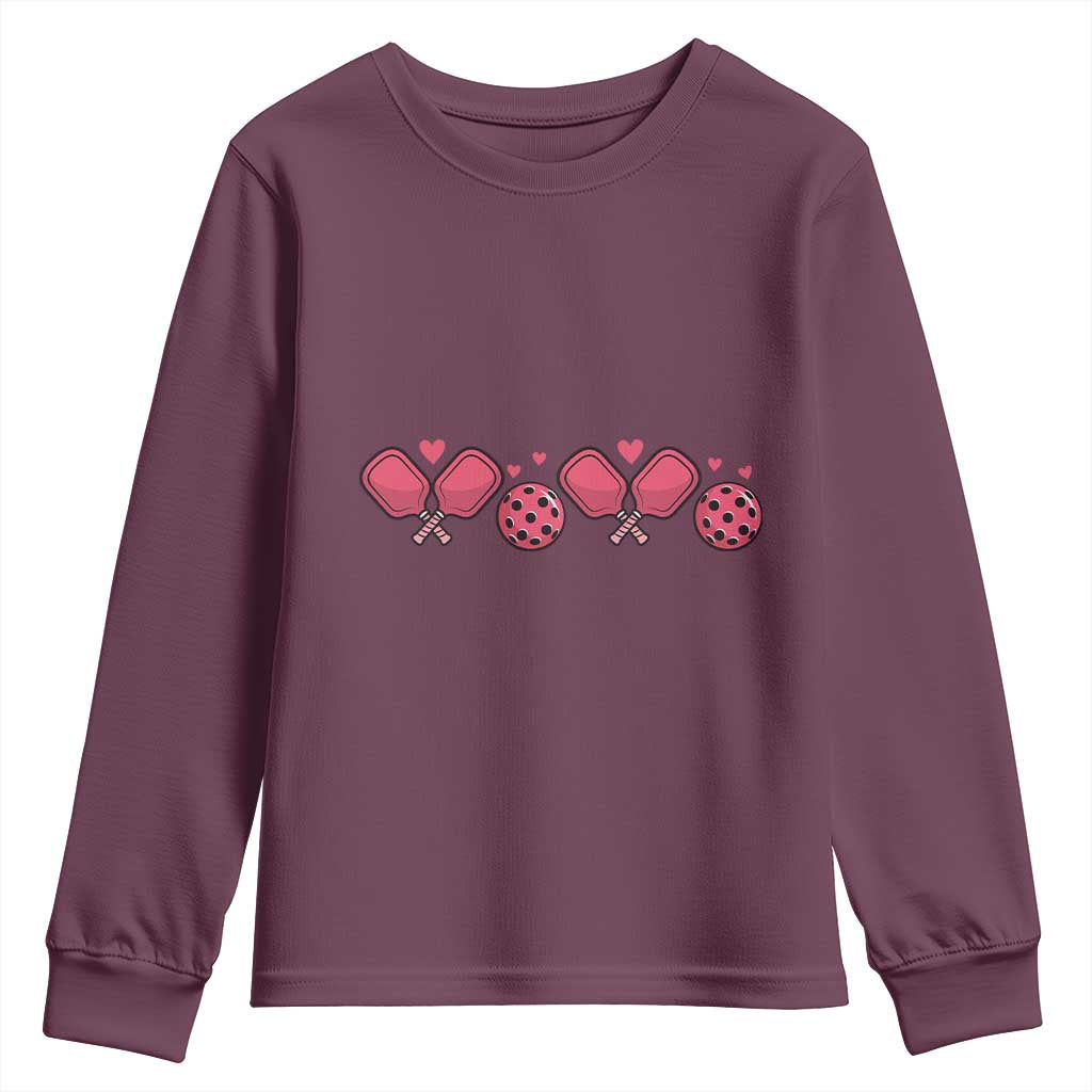 Funny Valentine's Day Xoxo Pink Pickleball Youth Sweatshirt