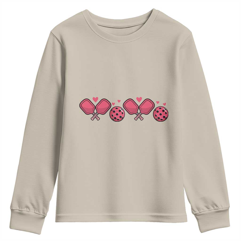 Funny Valentine's Day Xoxo Pink Pickleball Youth Sweatshirt