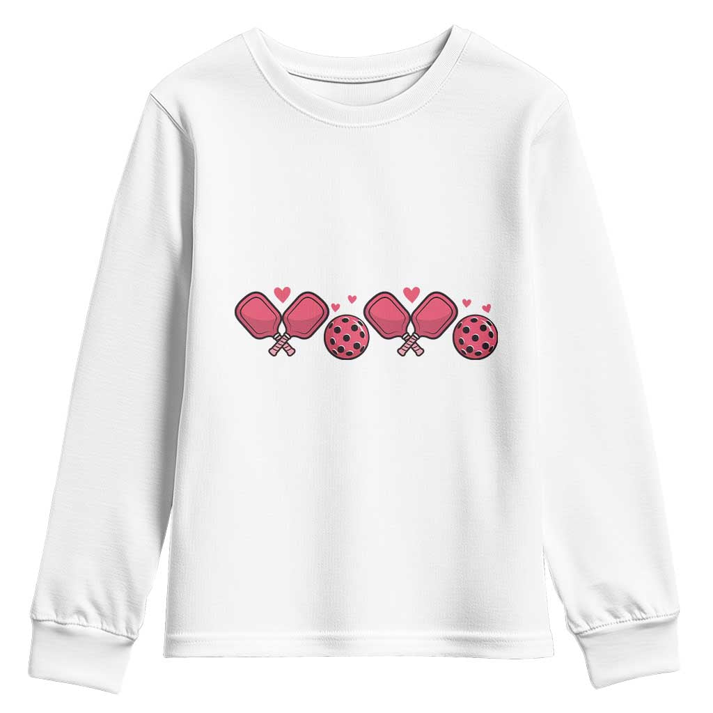 Funny Valentine's Day Xoxo Pink Pickleball Youth Sweatshirt