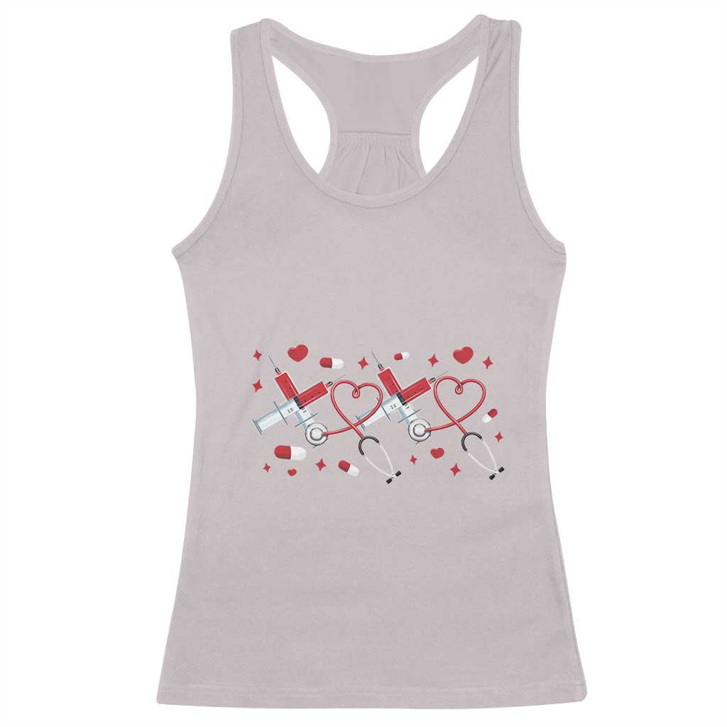 Funny Valentine's Day Nurse Doctor Racerback Tank Top Heart Stethoscope