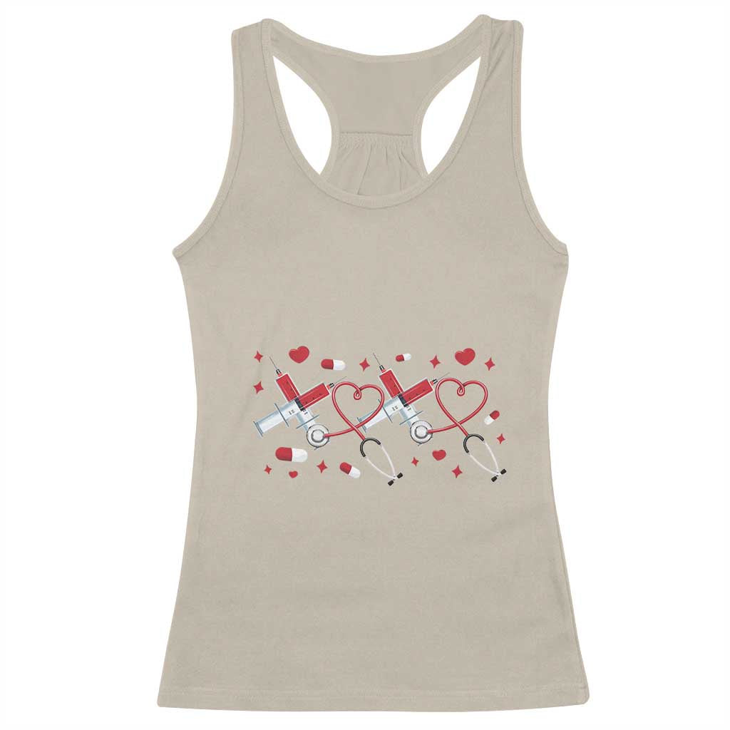 Funny Valentine's Day Nurse Doctor Racerback Tank Top Heart Stethoscope