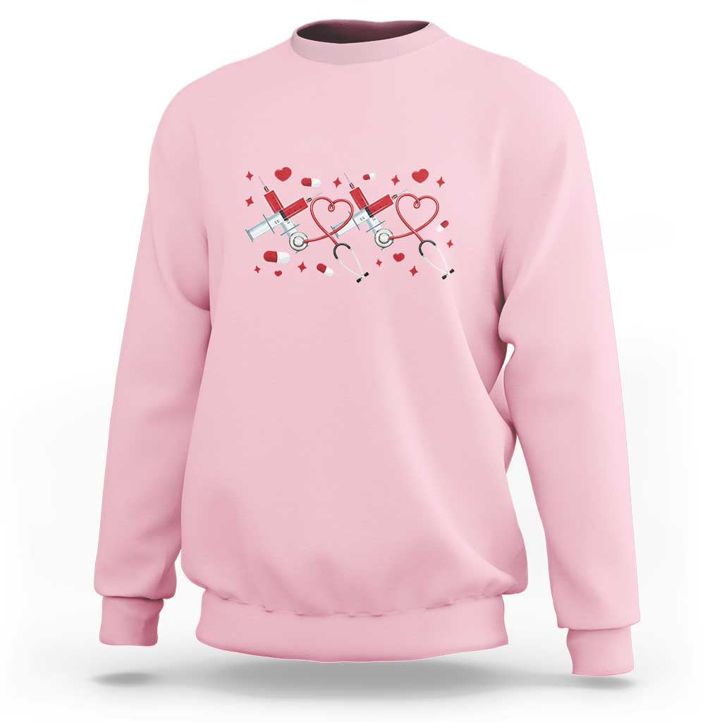 Funny Valentine's Day Nurse Doctor Sweatshirt Heart Stethoscope