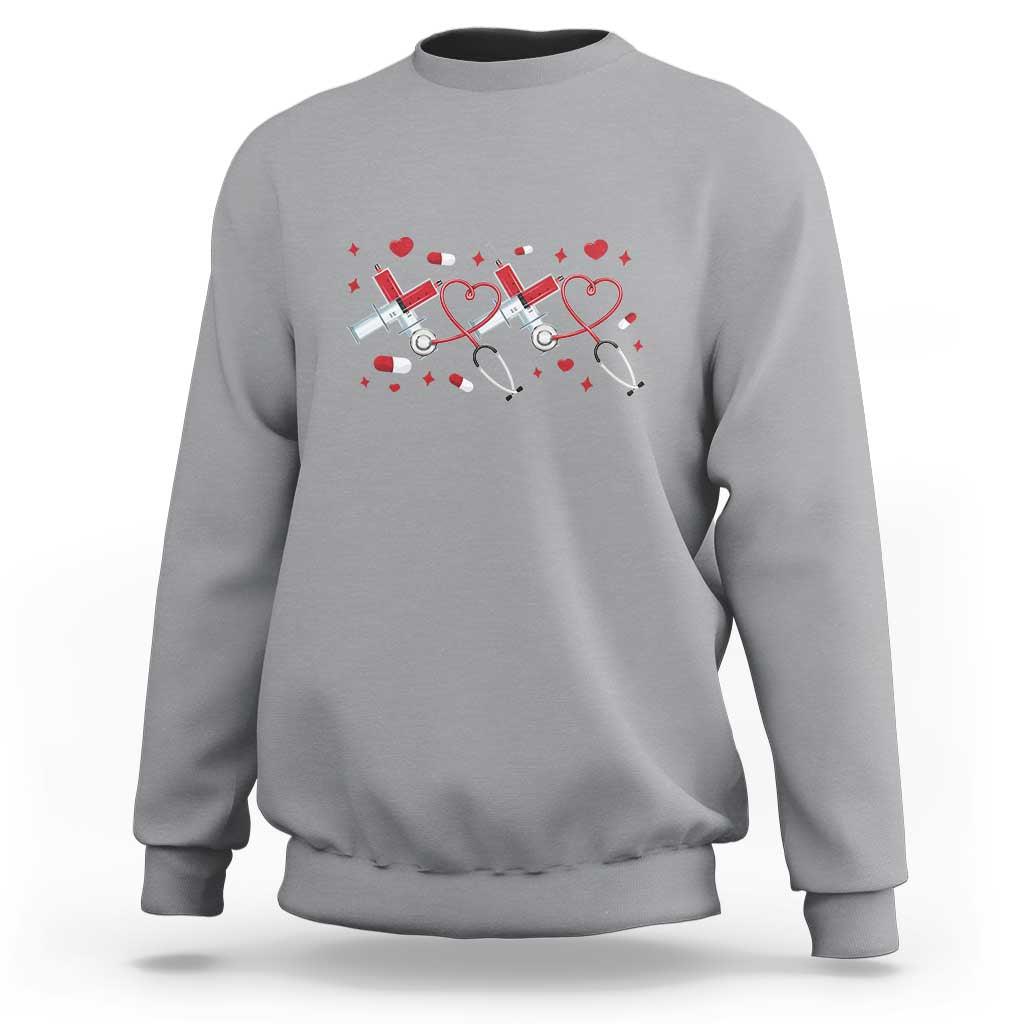 Funny Valentine's Day Nurse Doctor Sweatshirt Heart Stethoscope