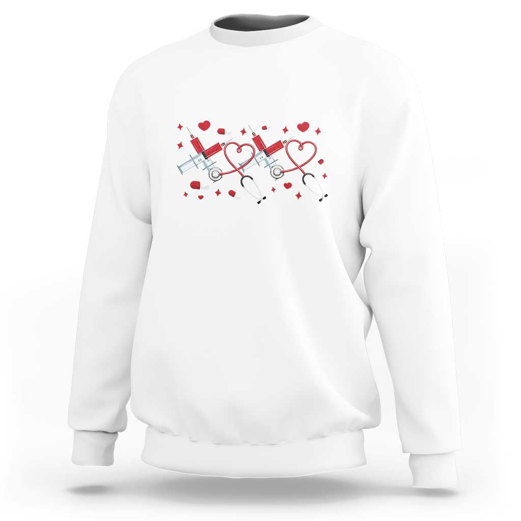 Funny Valentine's Day Nurse Doctor Sweatshirt Heart Stethoscope