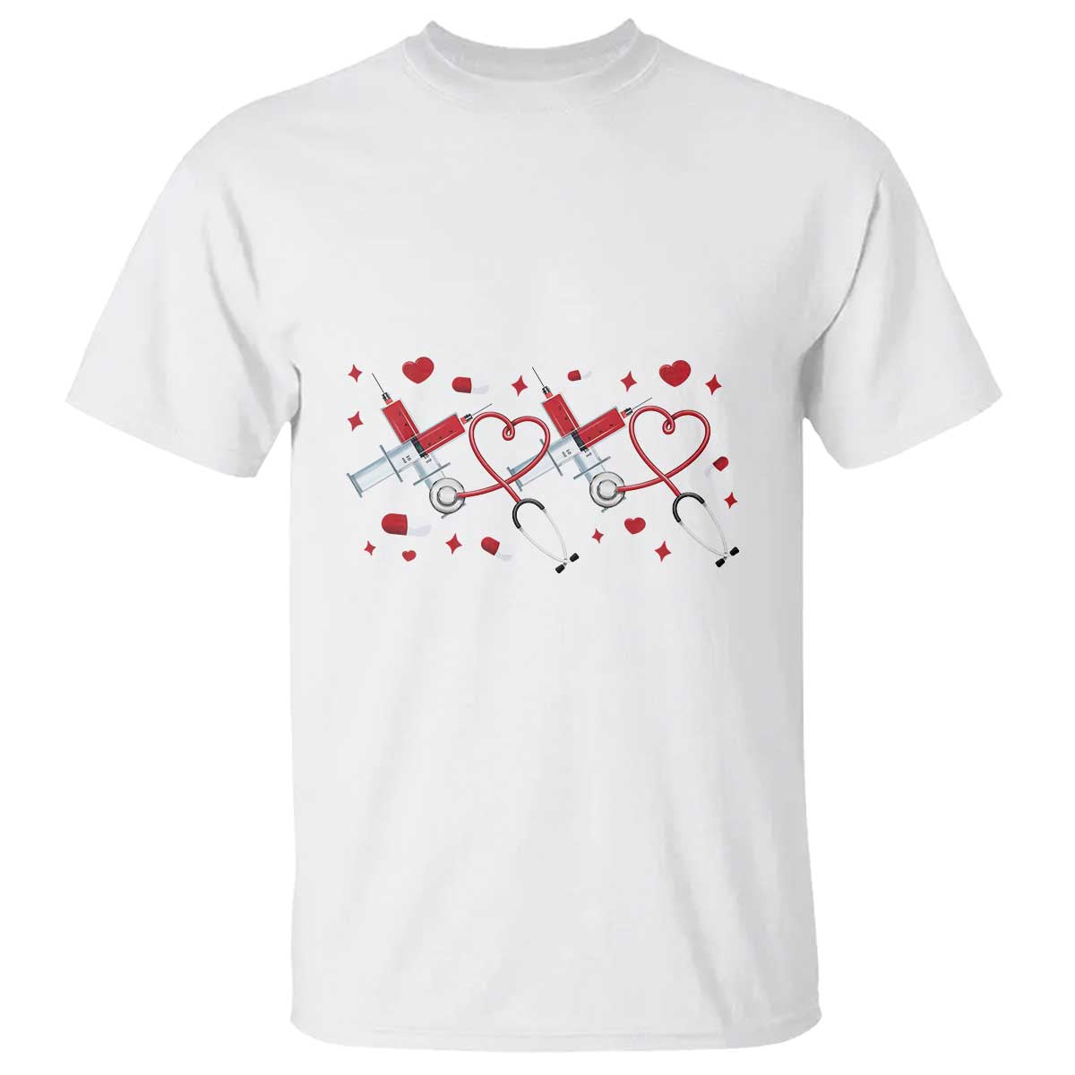 Funny Valentine's Day Nurse Doctor T Shirt Heart Stethoscope