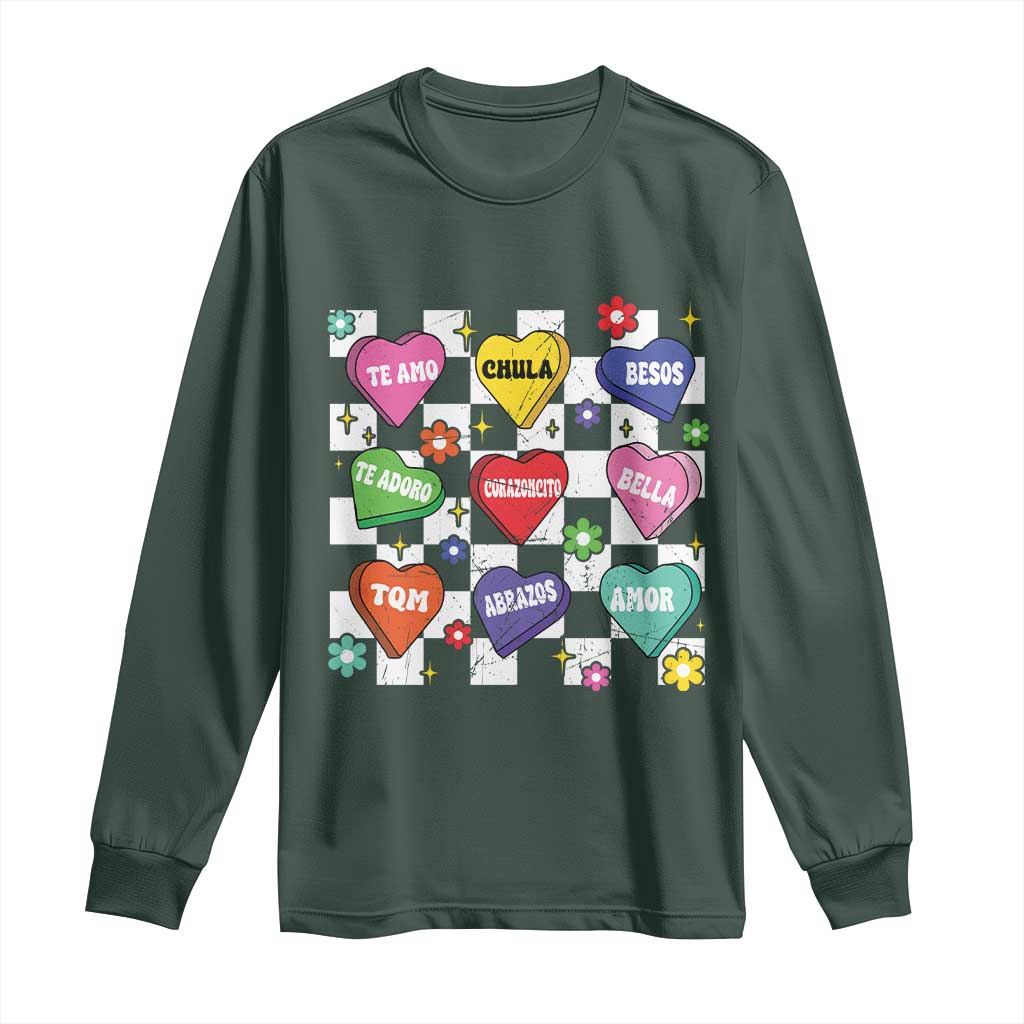 Funny Spanish Candy Heart Valentine's Day Long Sleeve Shirt