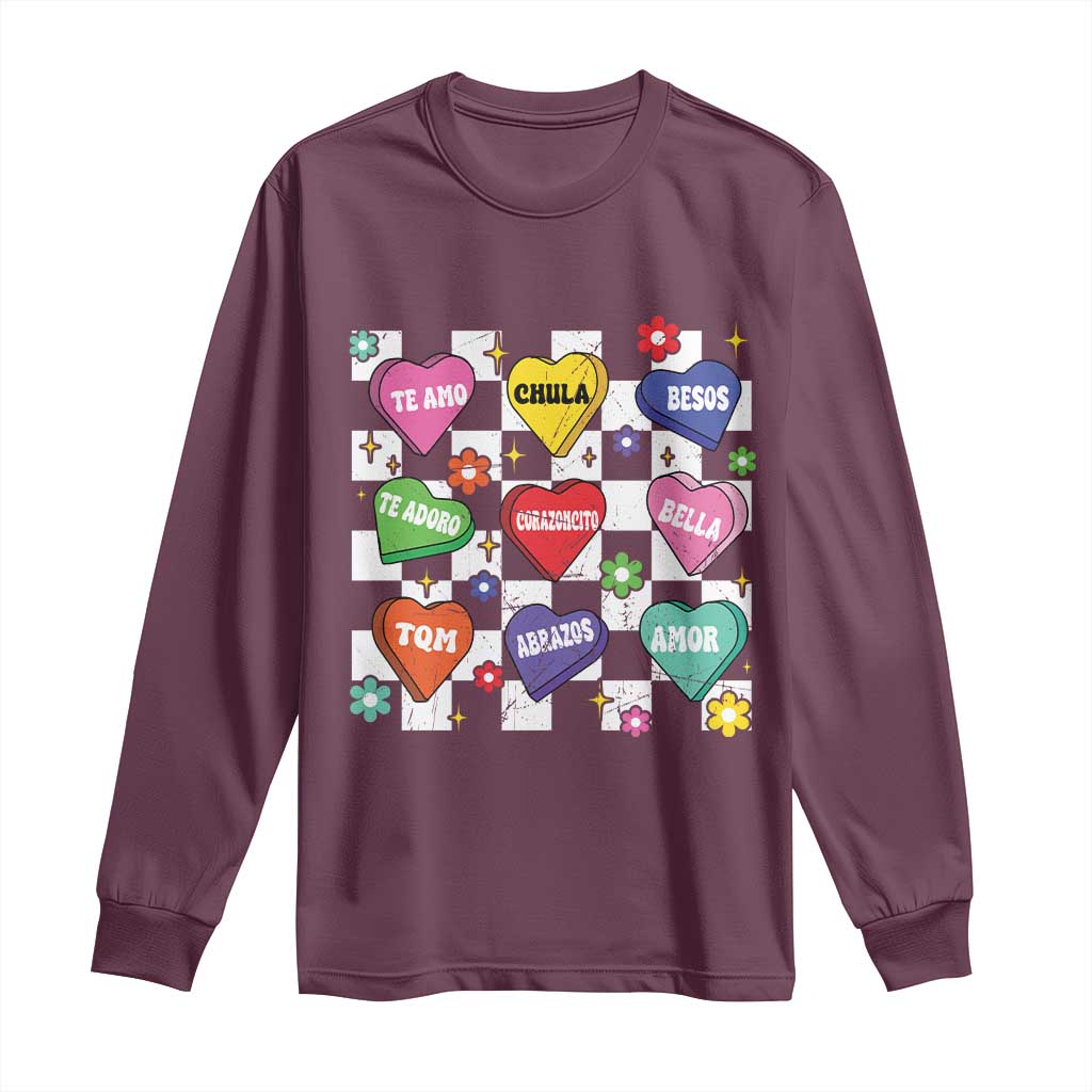 Funny Spanish Candy Heart Valentine's Day Long Sleeve Shirt