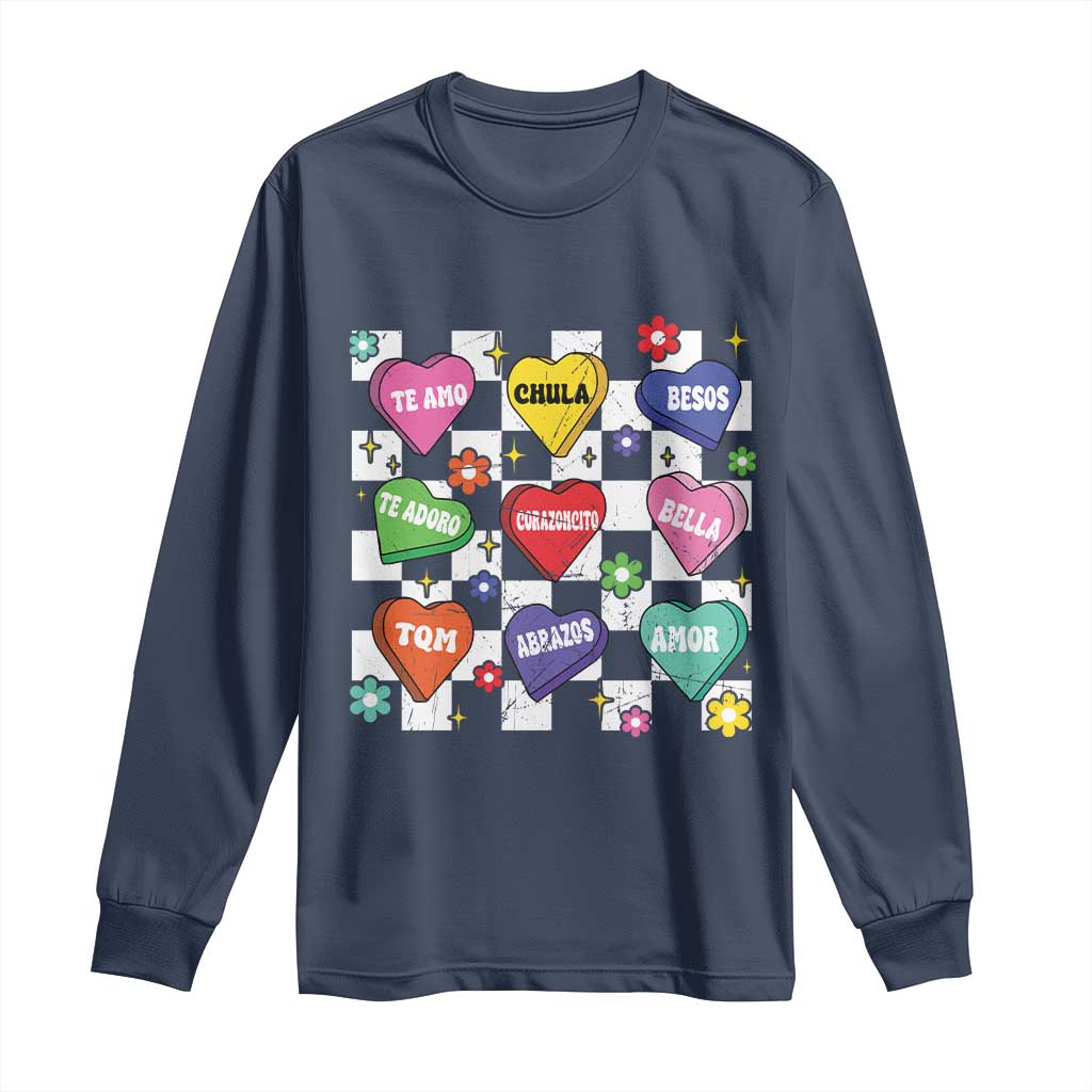 Funny Spanish Candy Heart Valentine's Day Long Sleeve Shirt