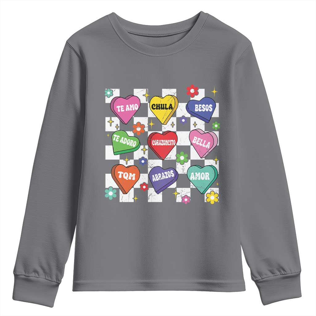 Funny Spanish Candy Heart Valentine's Day Youth Sweatshirt