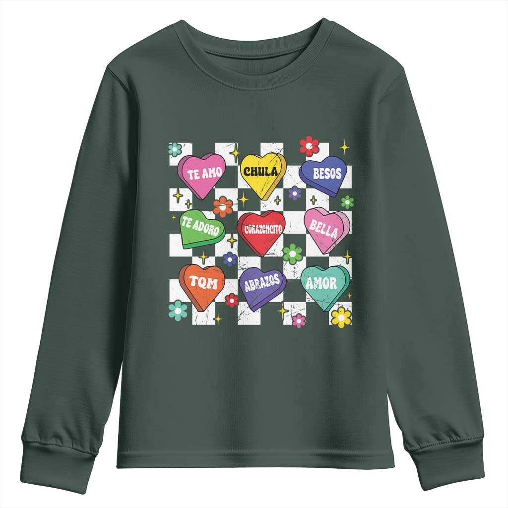 Funny Spanish Candy Heart Valentine's Day Youth Sweatshirt