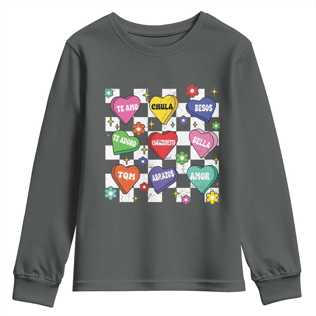 Funny Spanish Candy Heart Valentine's Day Youth Sweatshirt