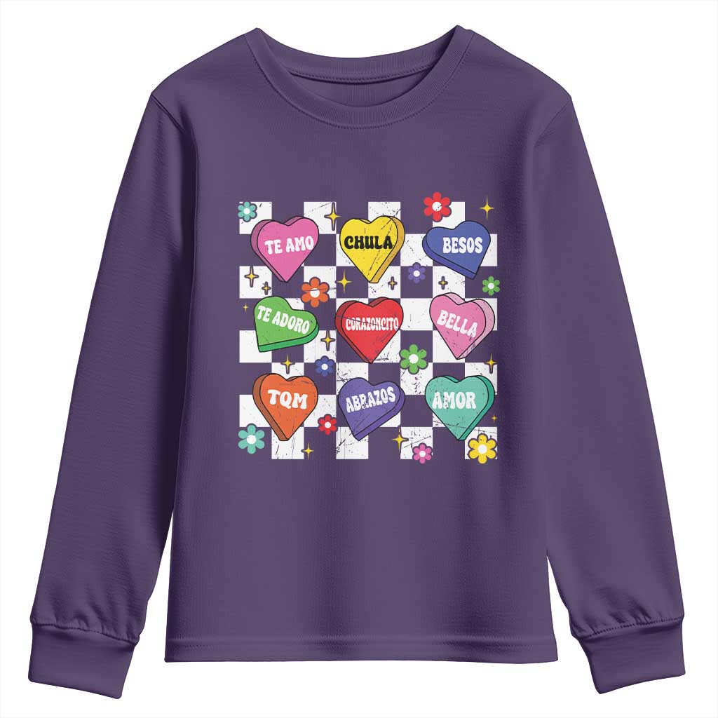 Funny Spanish Candy Heart Valentine's Day Youth Sweatshirt