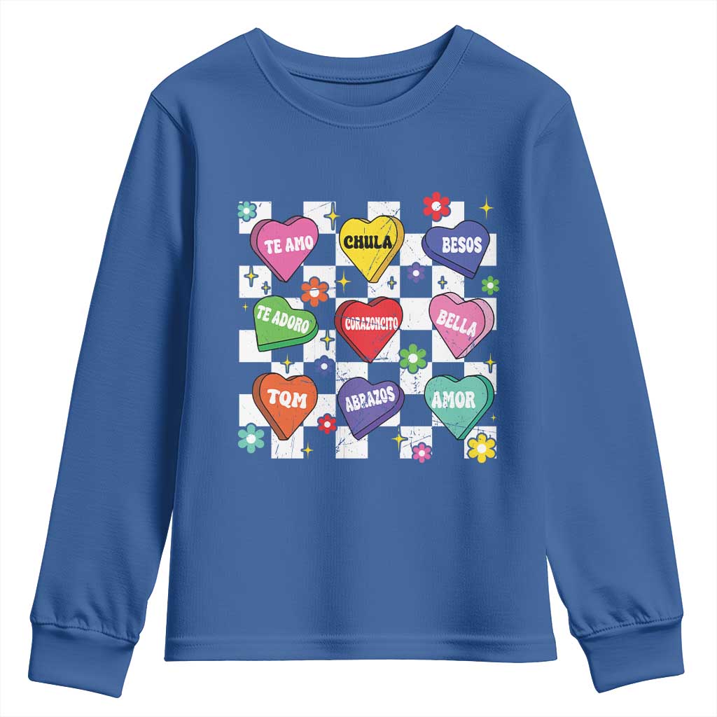 Funny Spanish Candy Heart Valentine's Day Youth Sweatshirt