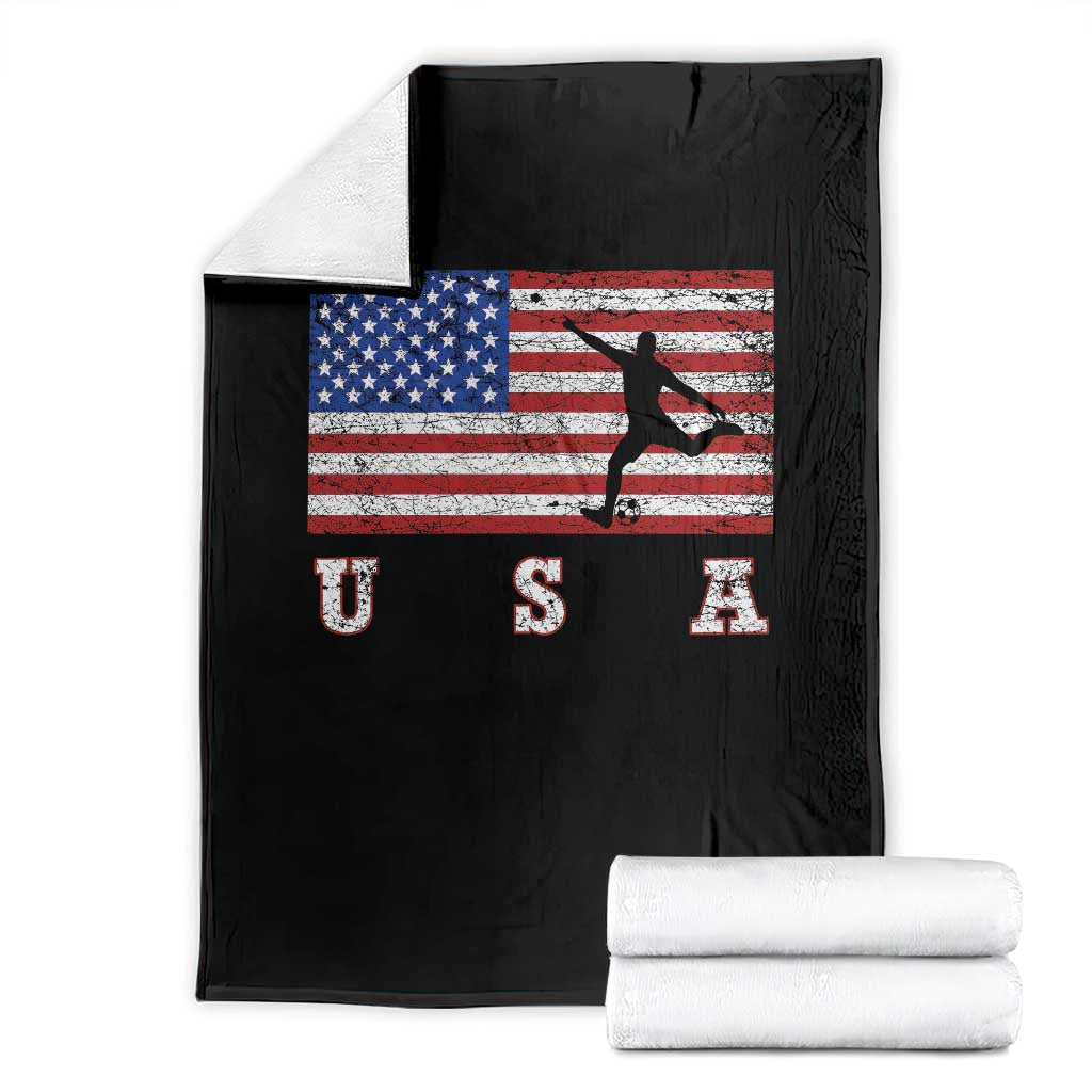 Patriotic Soccer Throw Blanket USA American Flag Team - Wonder Print Shop