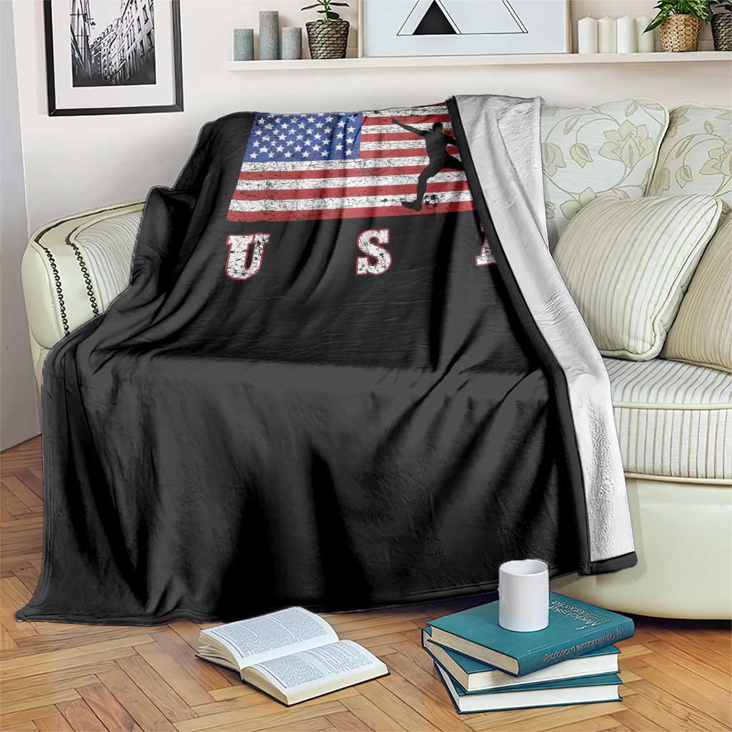 Patriotic Soccer Throw Blanket USA American Flag Team - Wonder Print Shop