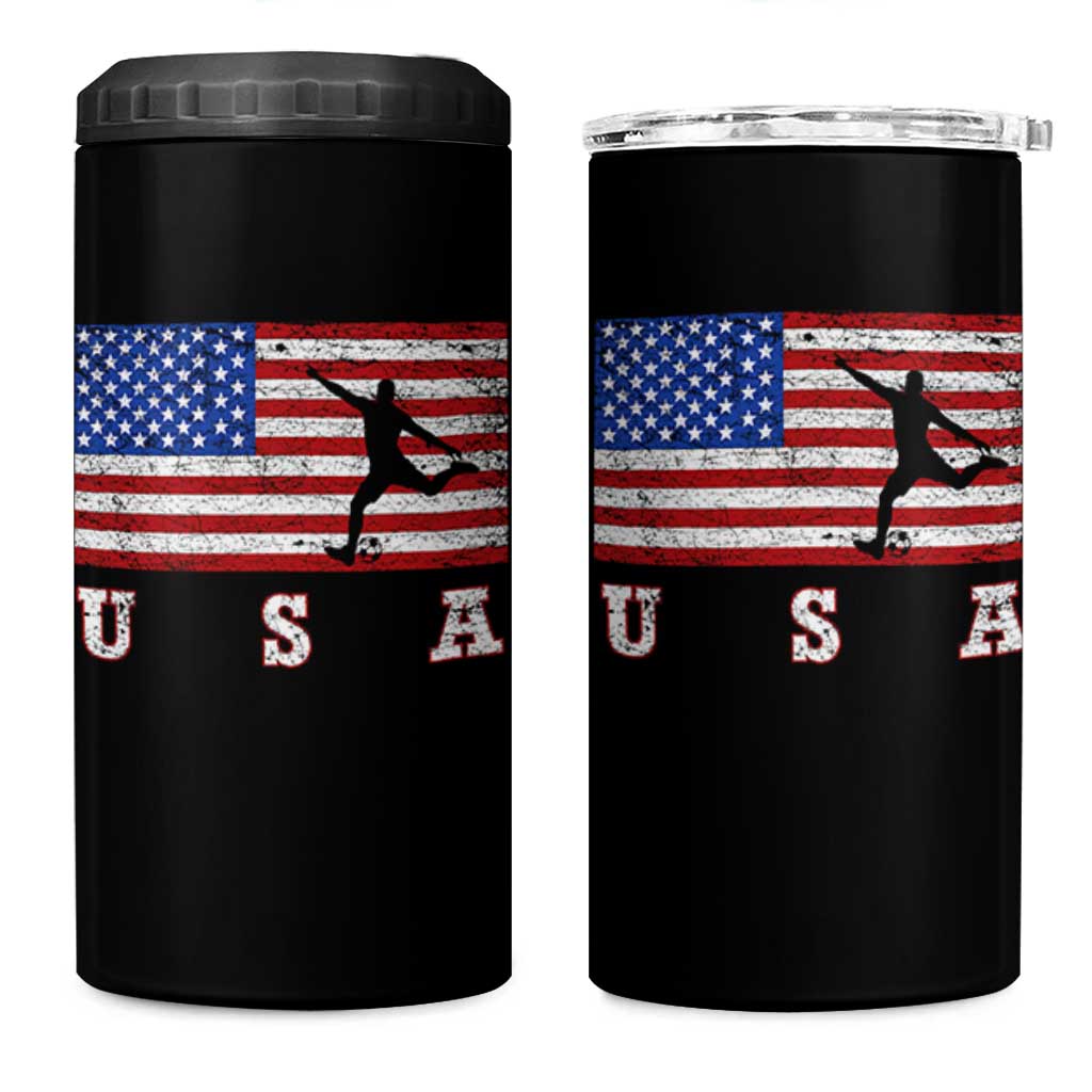 Patriotic Soccer 4 in 1 Can Cooler Tumbler USA American Flag Team - Wonder Print Shop