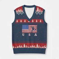 Patriotic Soccer V-Neck Knit Sweater Vest USA American Flag Team - Wonder Print Shop