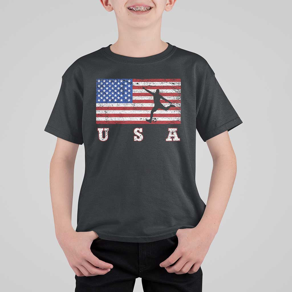 Patriotic Soccer T Shirt For Kid USA American Flag Team - Wonder Print Shop