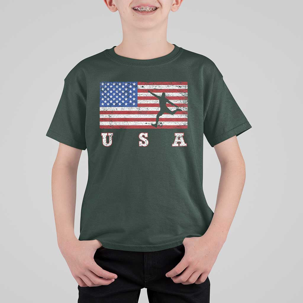 Patriotic Soccer T Shirt For Kid USA American Flag Team - Wonder Print Shop