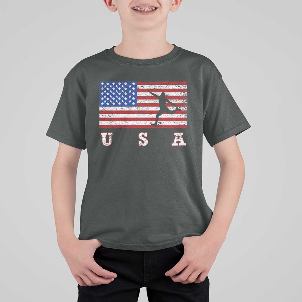 Patriotic Soccer T Shirt For Kid USA American Flag Team - Wonder Print Shop