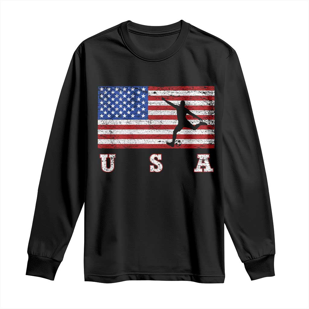 Patriotic Soccer Long Sleeve Shirt USA American Flag Team - Wonder Print Shop