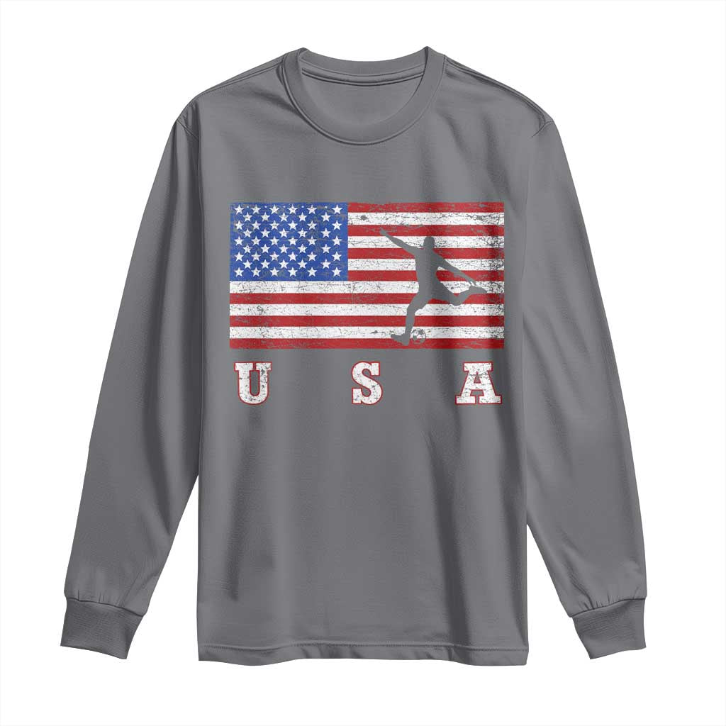 Patriotic Soccer Long Sleeve Shirt USA American Flag Team - Wonder Print Shop
