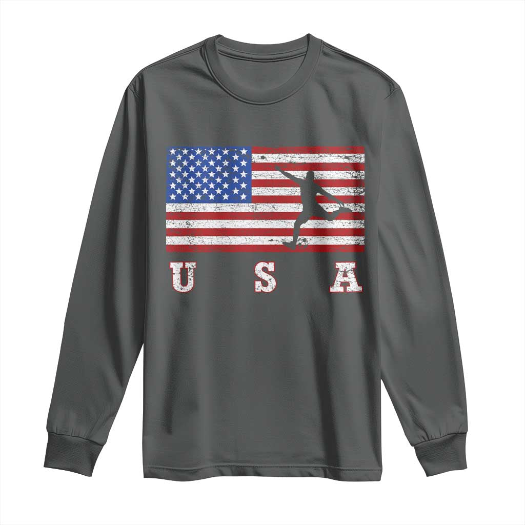 Patriotic Soccer Long Sleeve Shirt USA American Flag Team - Wonder Print Shop