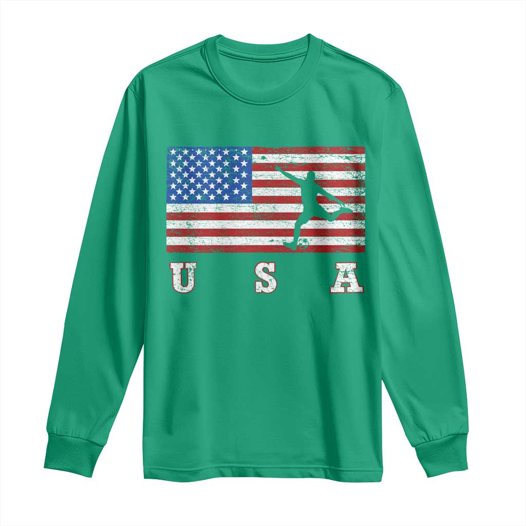 Patriotic Soccer Long Sleeve Shirt USA American Flag Team - Wonder Print Shop