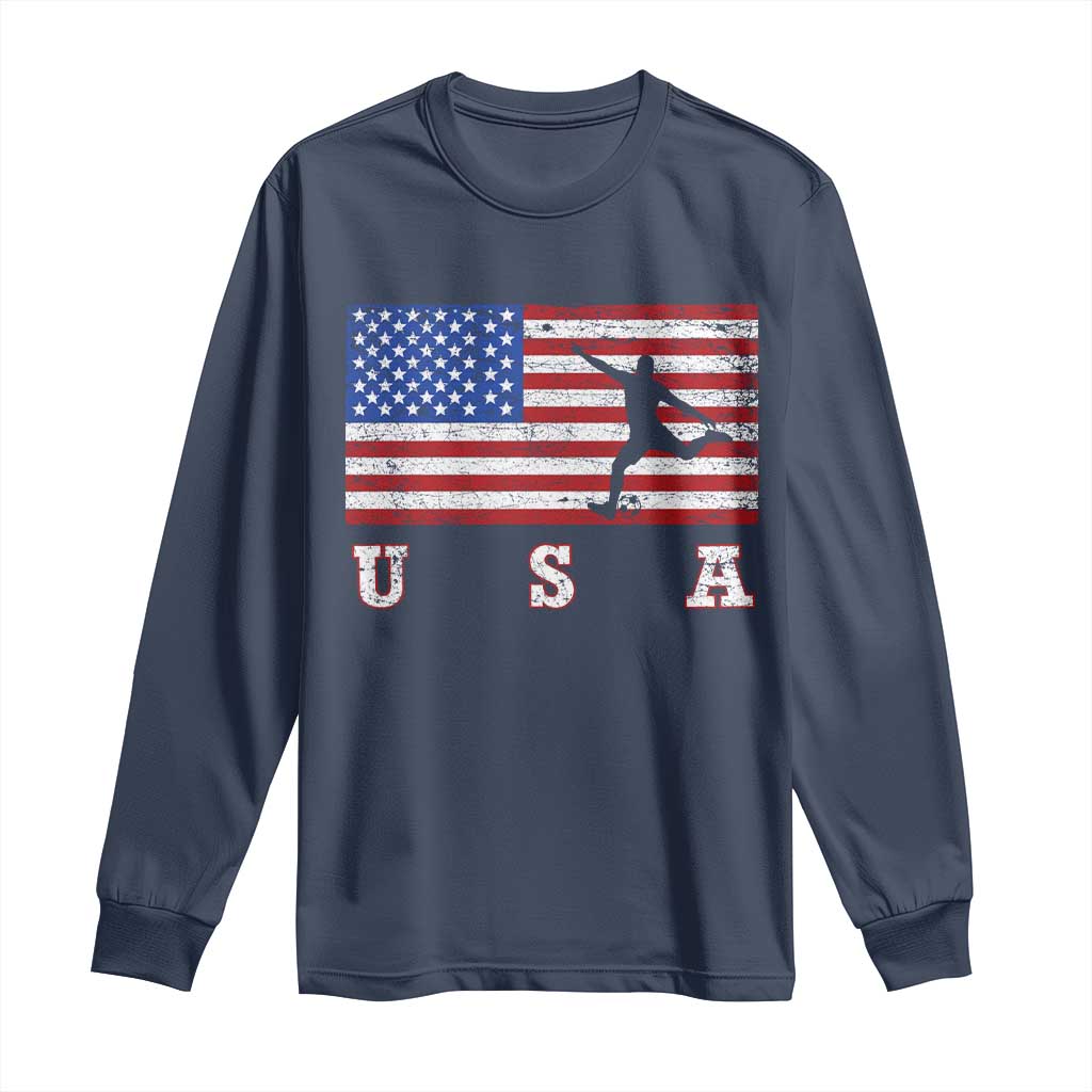 Patriotic Soccer Long Sleeve Shirt USA American Flag Team - Wonder Print Shop