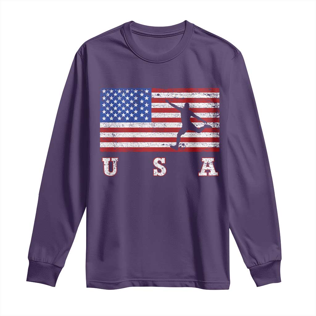 Patriotic Soccer Long Sleeve Shirt USA American Flag Team - Wonder Print Shop