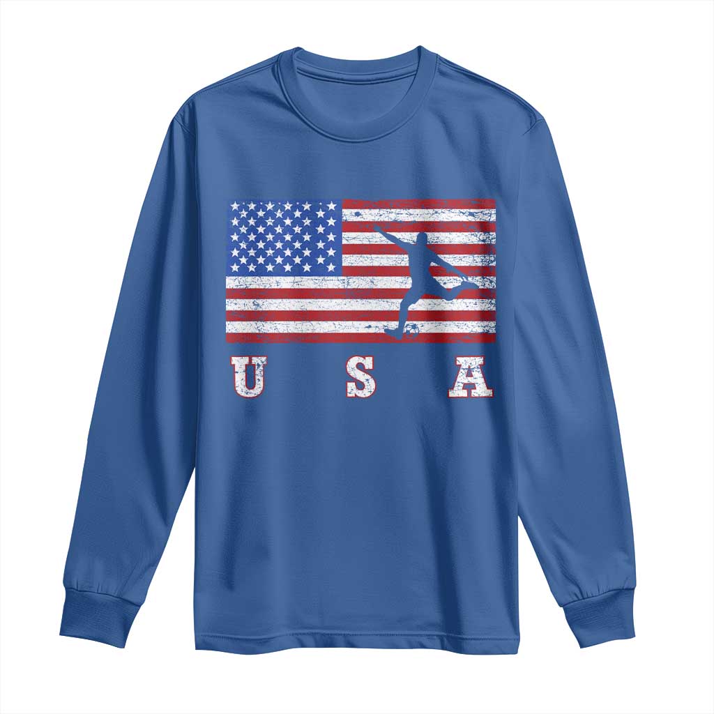 Patriotic Soccer Long Sleeve Shirt USA American Flag Team - Wonder Print Shop