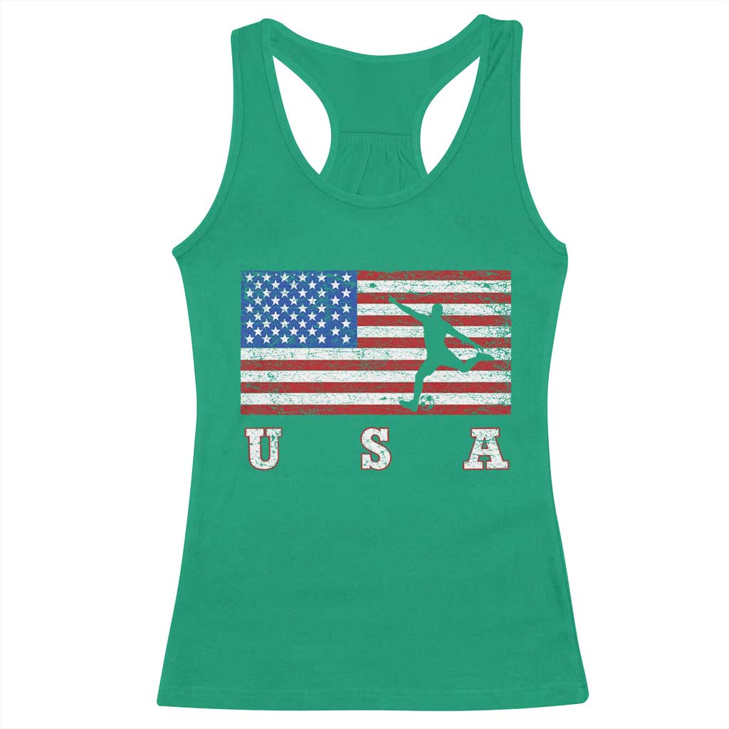 Patriotic Soccer Racerback Tank Top USA American Flag Team - Wonder Print Shop