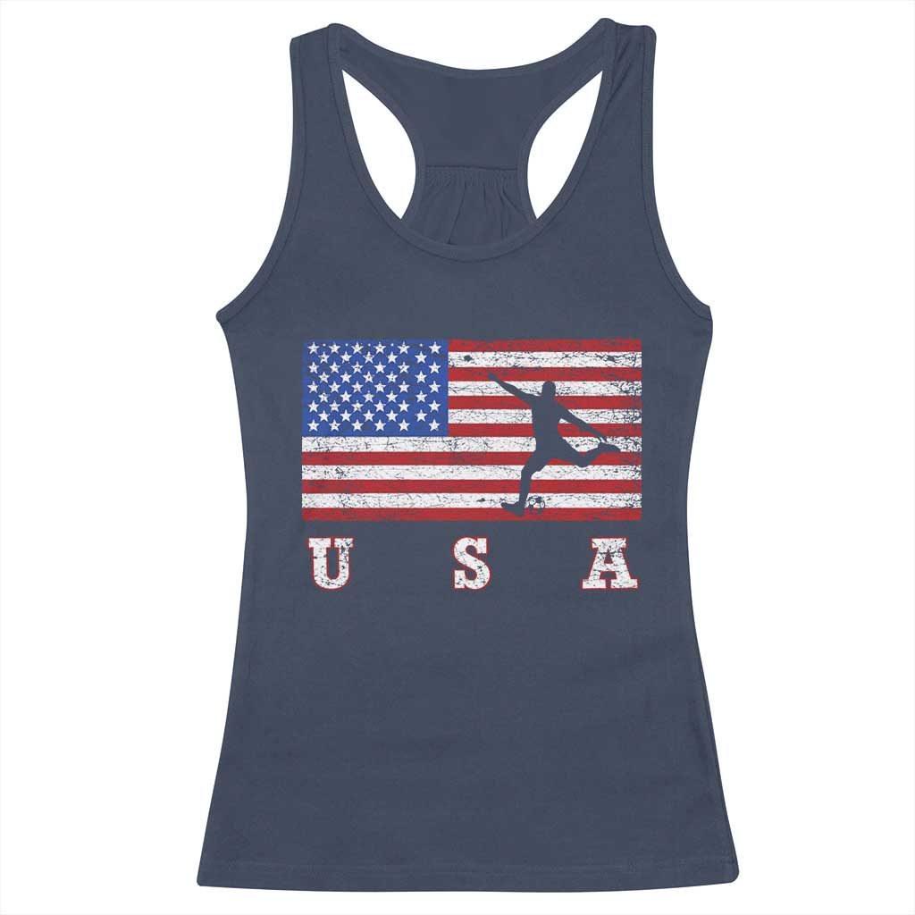 Patriotic Soccer Racerback Tank Top USA American Flag Team - Wonder Print Shop