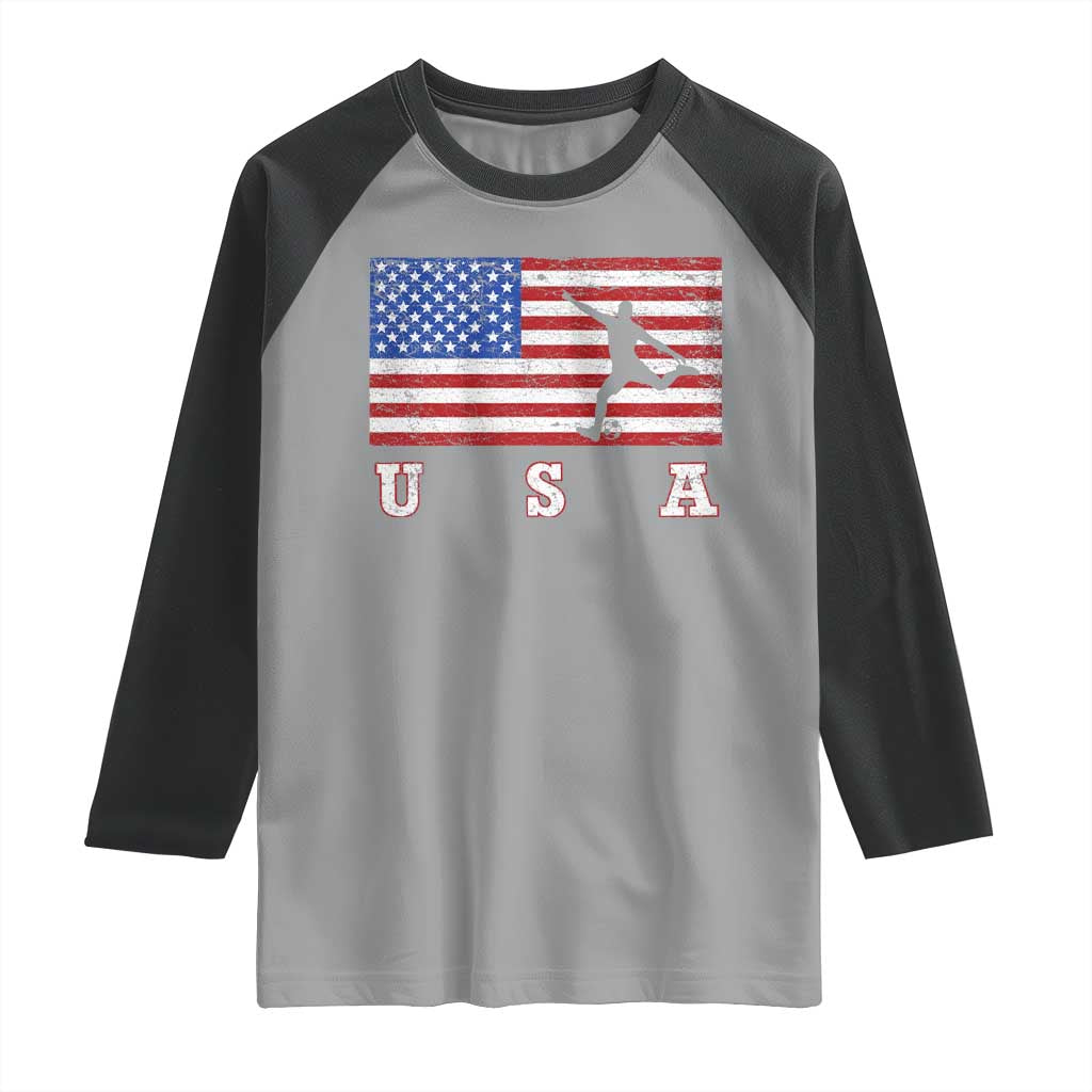 Patriotic Soccer Raglan Shirt USA American Flag Team - Wonder Print Shop