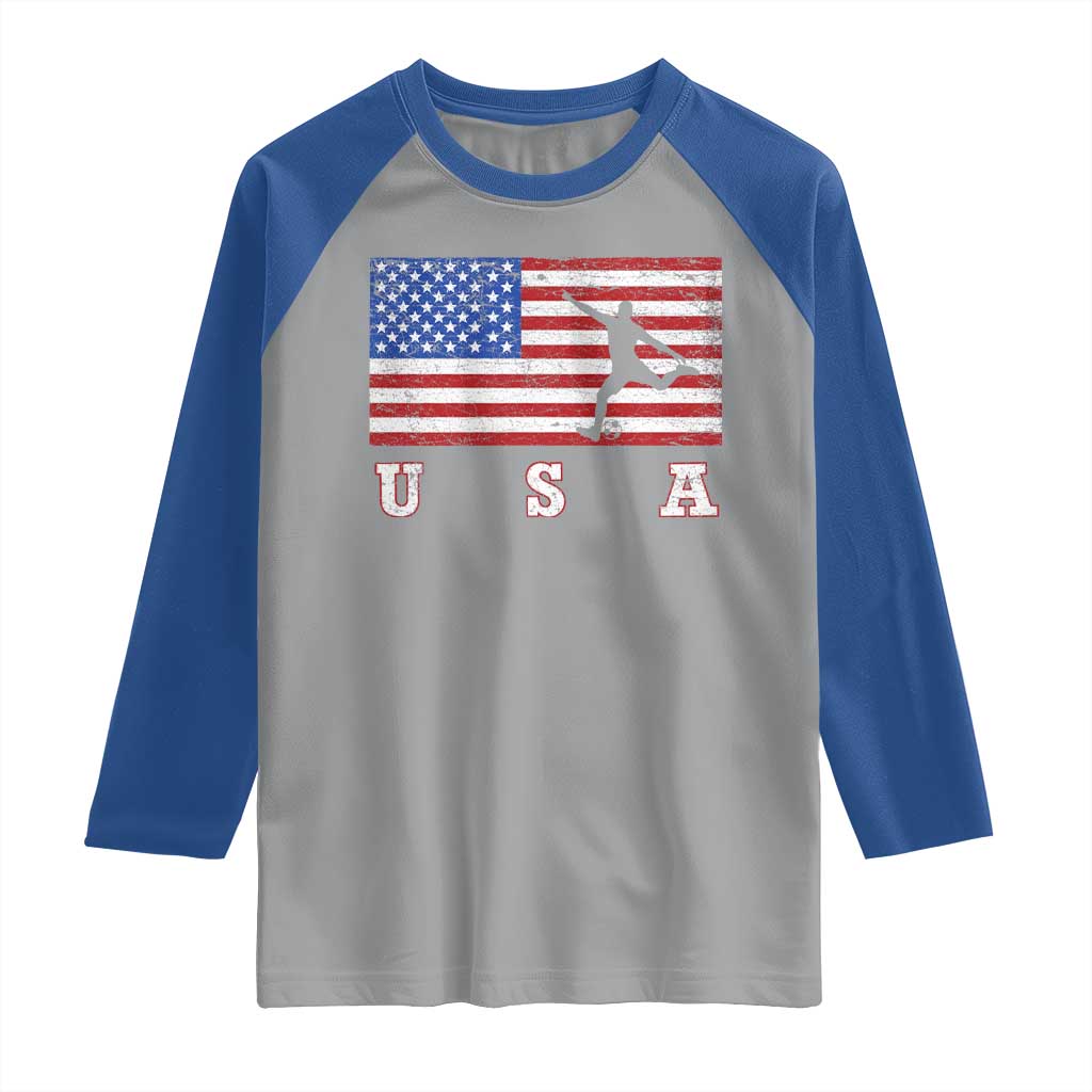 Patriotic Soccer Raglan Shirt USA American Flag Team - Wonder Print Shop